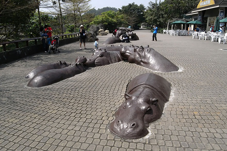 Hippos On The Loose Sculptures In Taipei, Taiwan