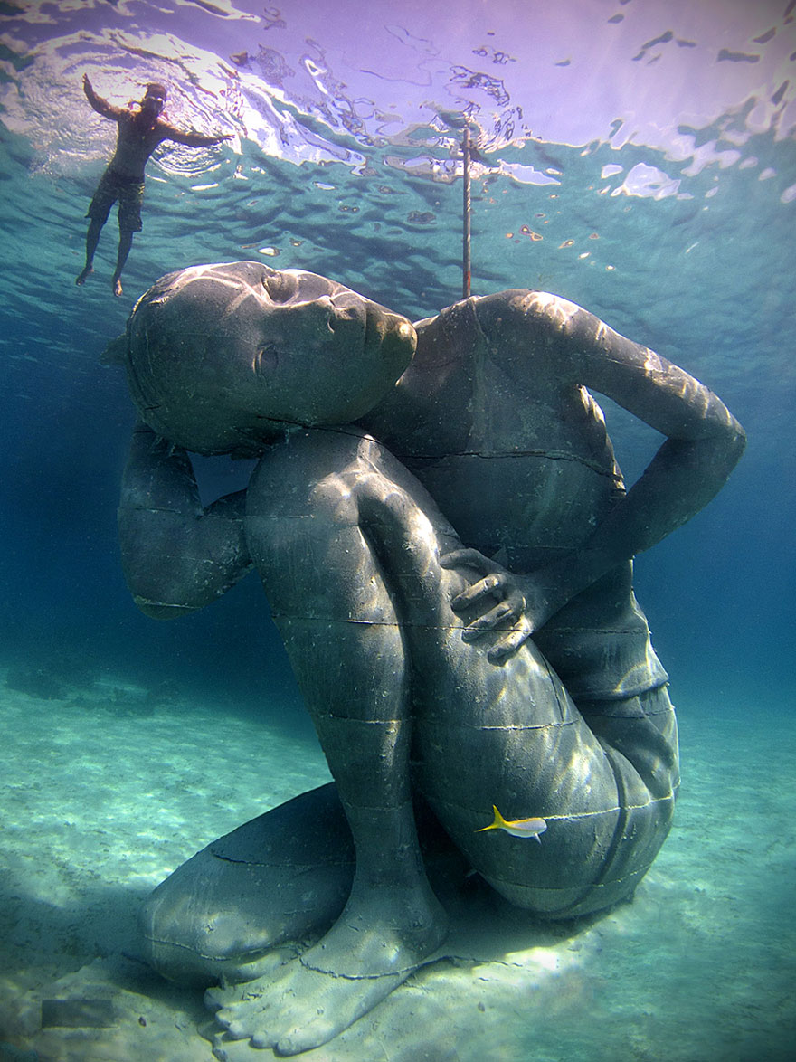 Ocean Atlas "The Greek God": Massive Submerged Statue Of Girl Carrying The Ocean On Her Shoulders