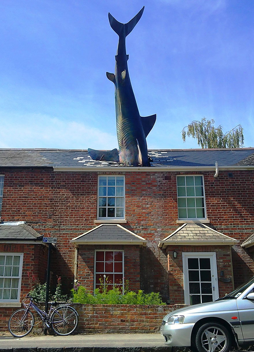 The Headington Shark Sculpture In Oxford, UK