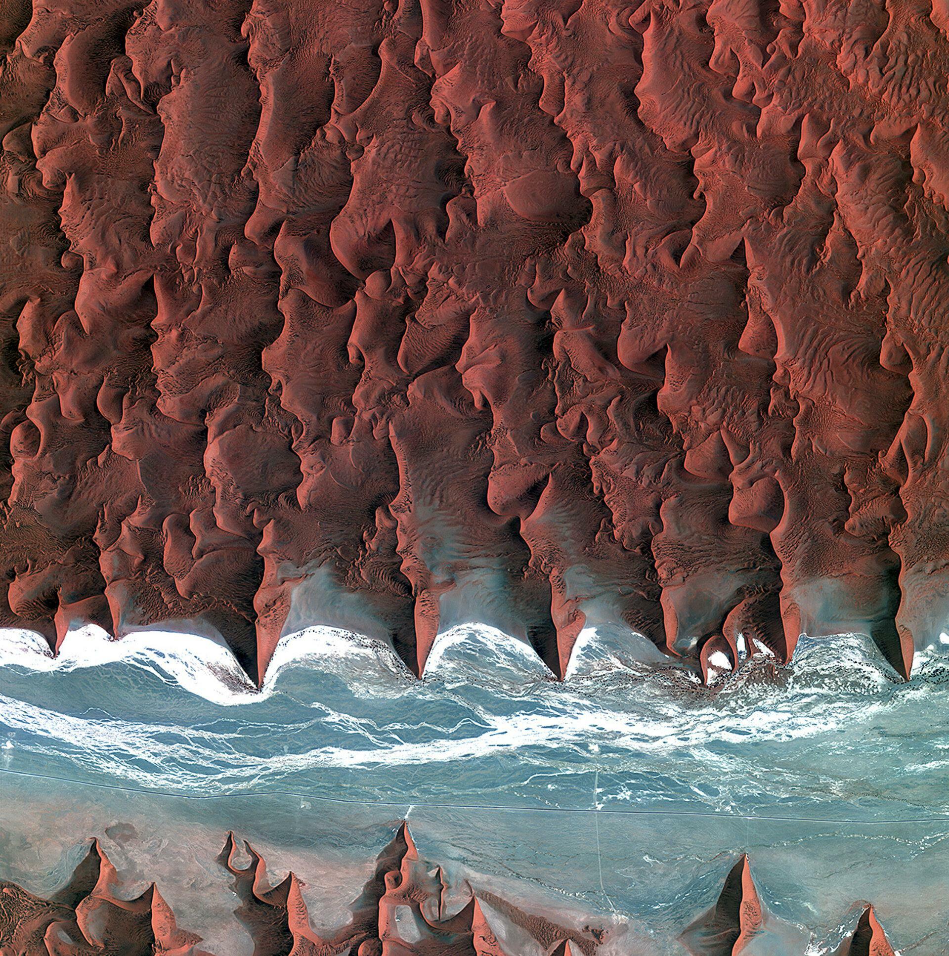 An Aerial View Of The Namib Desert Courtesy Of The European Space Agency
